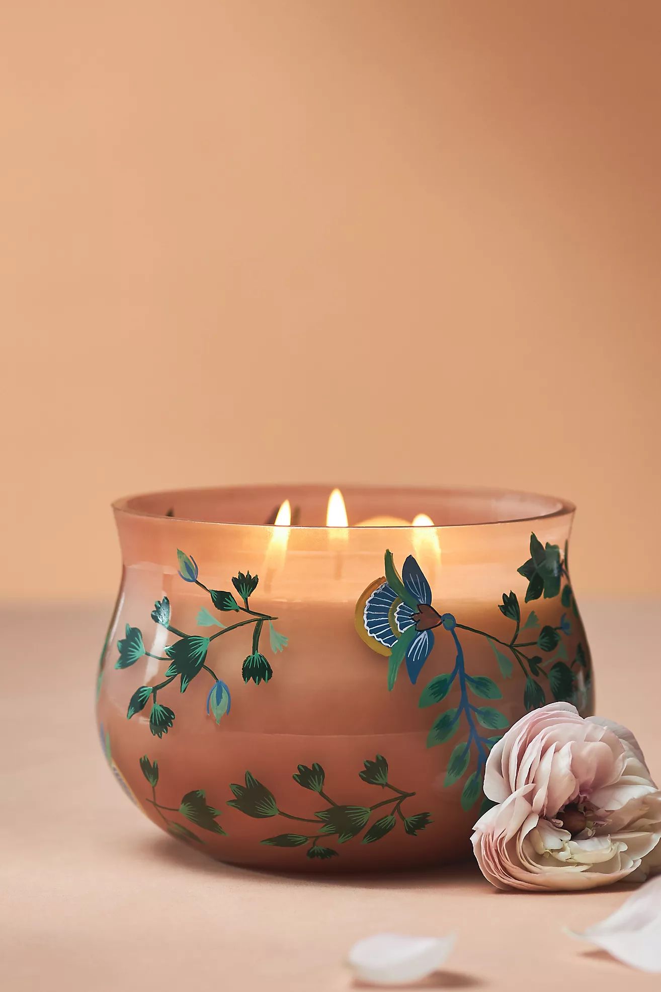 Saraban Woody Violet Cypress Handpainted Glass Candle | Anthropologie (US)