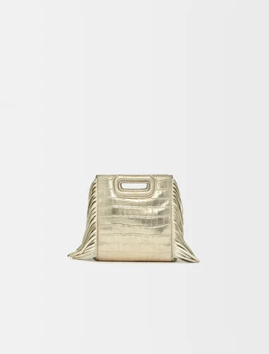 Croc-effect embossed leather Mini M bag | Maje US