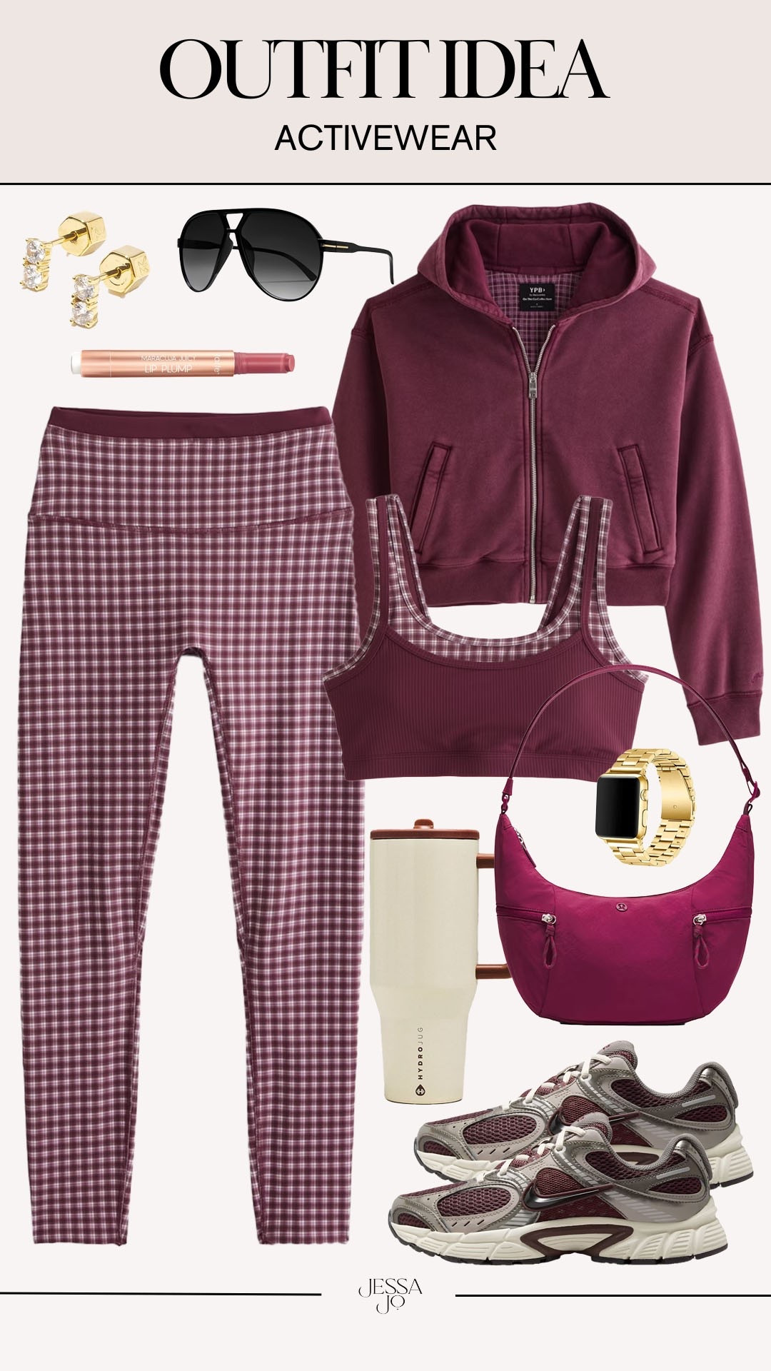 Trendy summer active outfit. Abercrombie Ypb. Burgundy plaid active outfit. Summer to fall activewear.

#LTKSeasonal #LTKootd #LTKActive