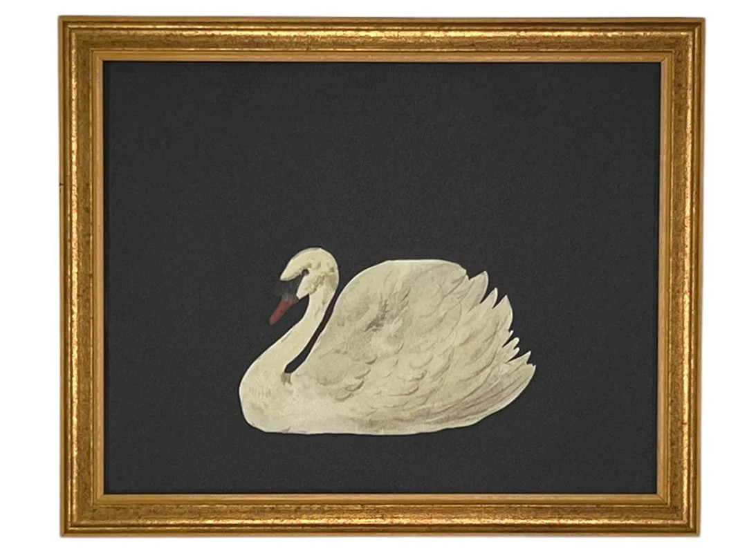 Vintage Framed Canvas Art  // Framed Vintage Print // Vintage Painting // Black Swan Art // Girls... | Etsy (US)