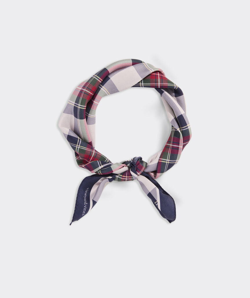 Balsam Plaid Silk Bandana | vineyard vines