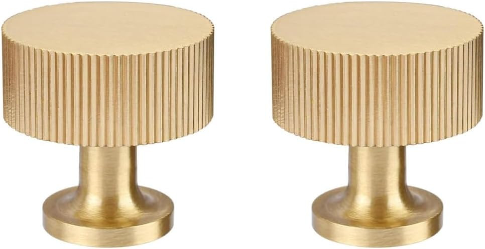 RZDEAL 2pcs Solid Brass Cabinet Knobs Pulls Cabinet Drawer Dresser Gold Knobs Modern Handles (1"x1"/25mmx25mm),Brushed Brass Finish | Amazon (US)