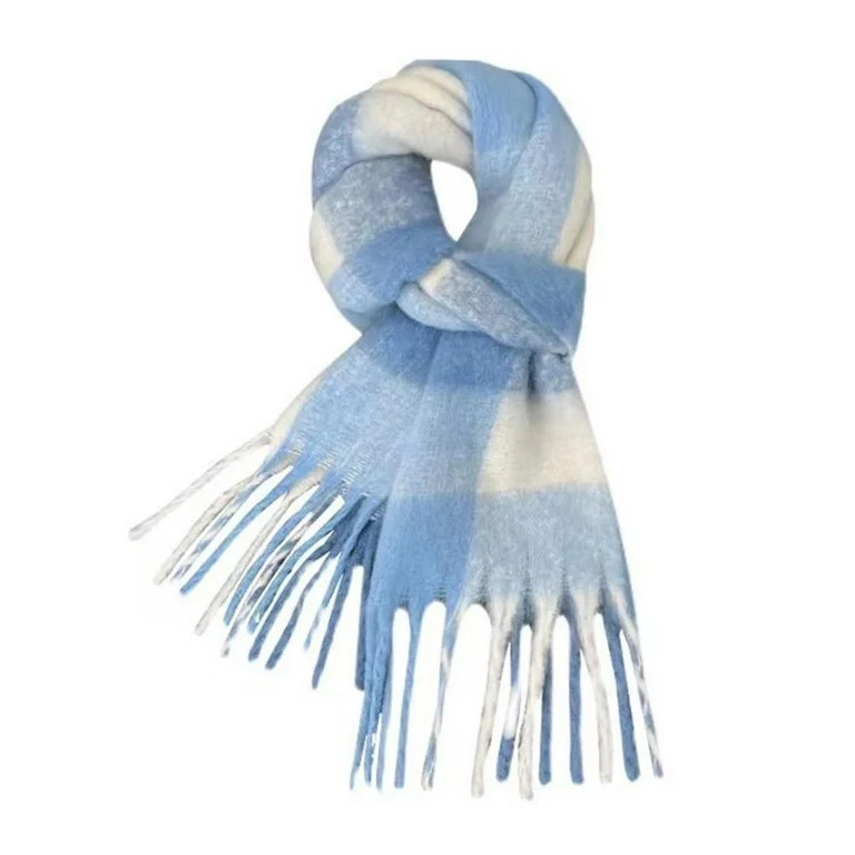 Soft Blue-White Check Trend Scarf – Lightweight Fashion Winter Shawl for Women | Walmart (US)