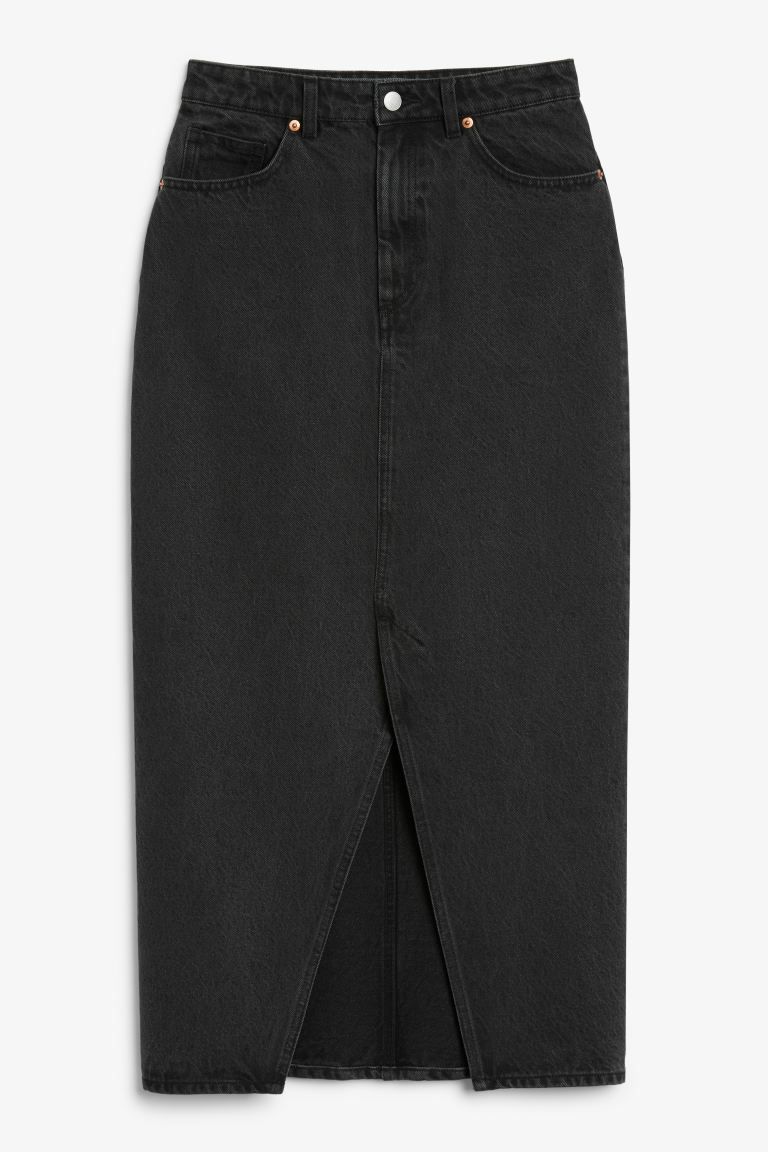 Midi denim skirt - Black - Ladies | H&M GB | H&M (UK, MY, IN, SG, PH, TW, HK)