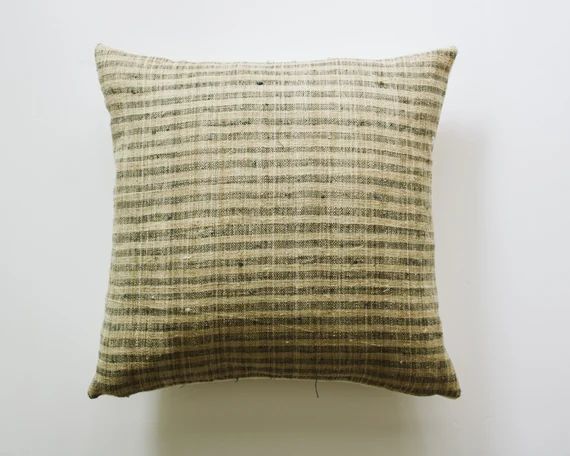 HAZEL || Natural Striped Hemp Pillow Cover | Neutral Organic Modern Pillow | Modern Farmhouse Thr... | Etsy (US)