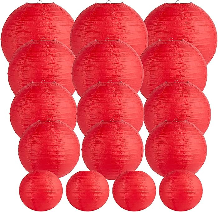 16 Packs Paper Round Lanterns Party Hanging Lanterns with Assorted Sizes for Wedding Party Annive... | Amazon (US)