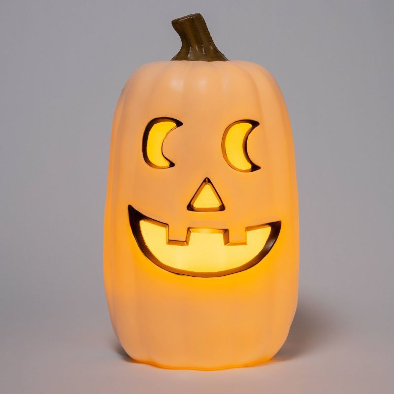 16&#34; Lit Pumpkin White Halloween Decorative Prop - Hyde &#38; EEK! Boutique&#8482; | Target