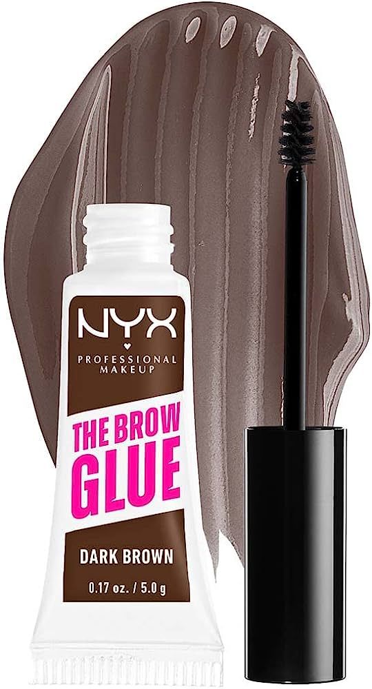 NYX PROFESSIONAL MAKEUP The Brow Glue, Extreme Hold Tinted Eyebrow Gel - Dark Brown | Amazon (US)