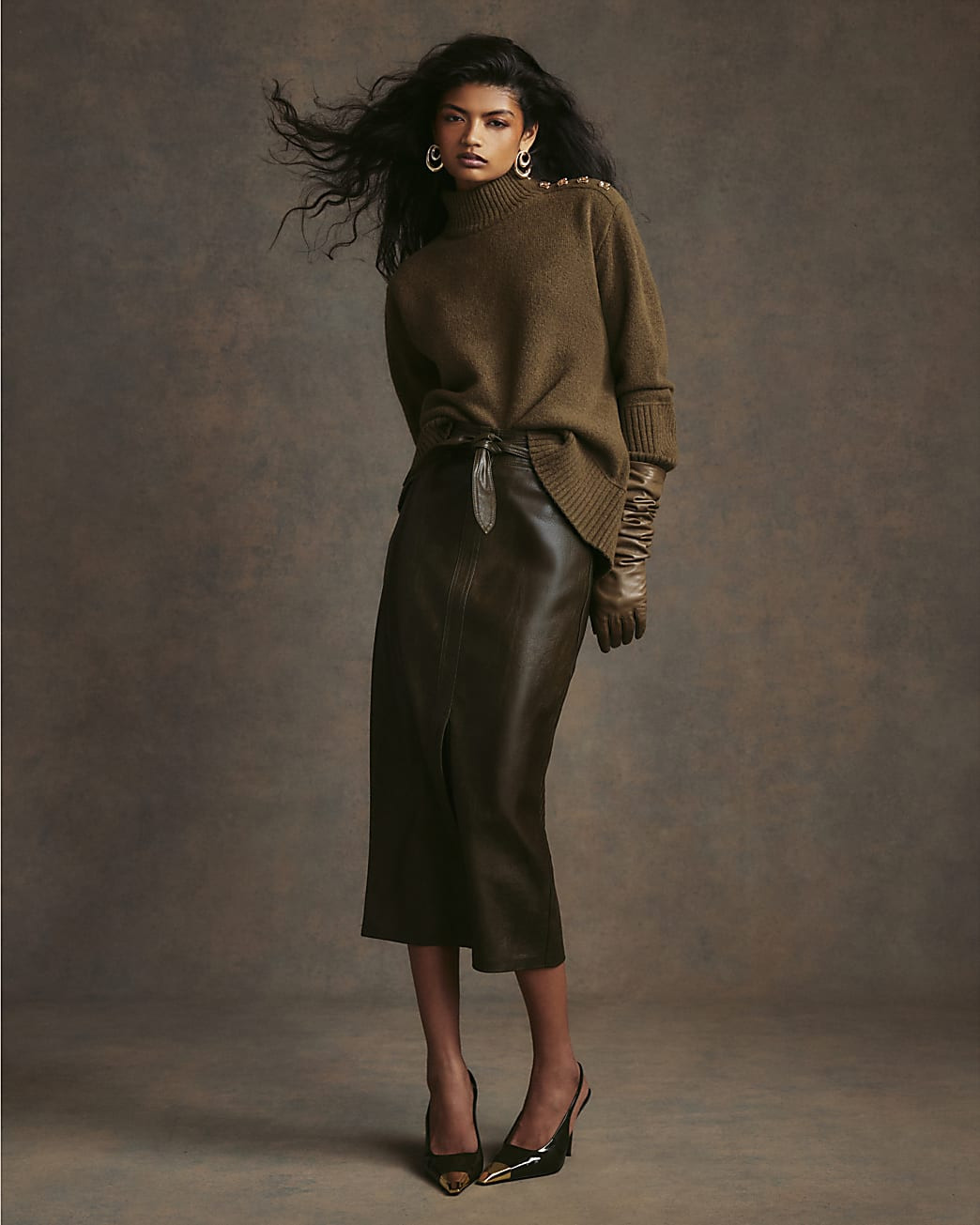 Green Faux Leather Corset Pencil Midi Skirt | River Island UK & IE