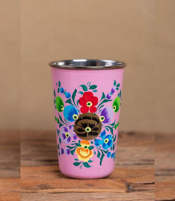 Read the full title
    Pink Floral Handpainted Stainless Steel Enamel Tumbler | Etsy (US)