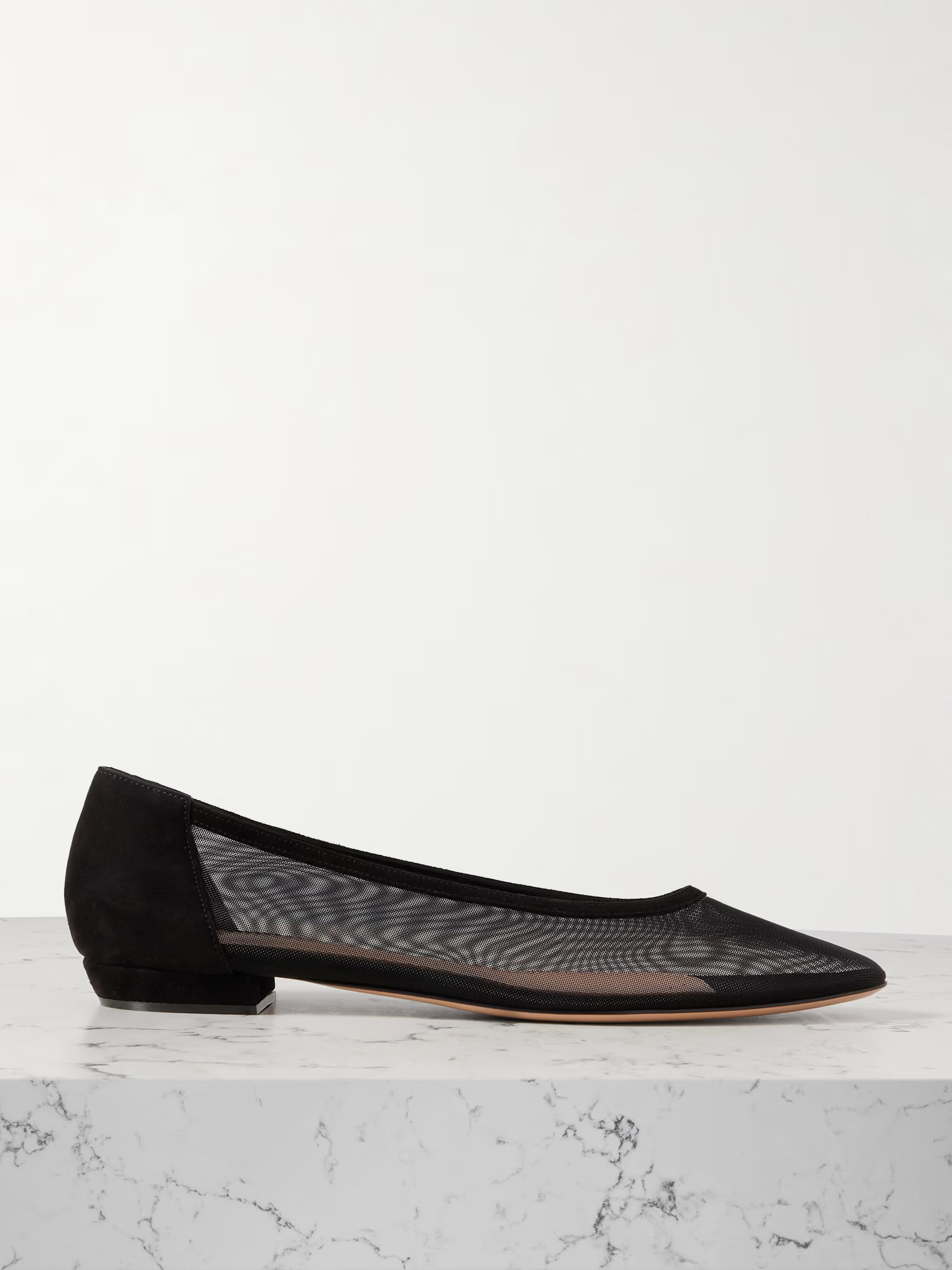 Suede-trimmed mesh point-toe flats | NET-A-PORTER (UK & EU)
