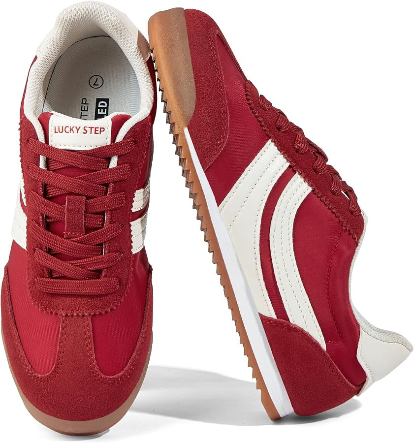 LUCKY STEP Women's Fashion Sneakers Thin Sole Lace up Tennis Shoes Lightweight Walking Running Gy... | Amazon (US)