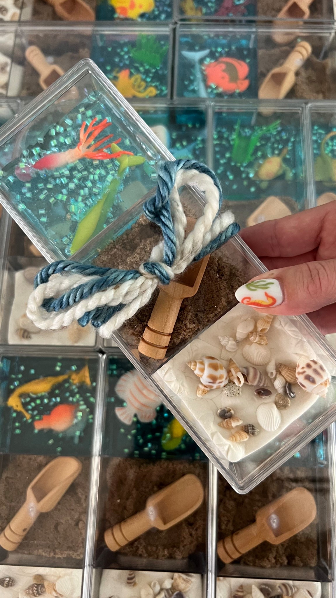 Beach sensory bins for party favors! 

Bins were from Dollar Tree! I will see if I can link to my stories! 