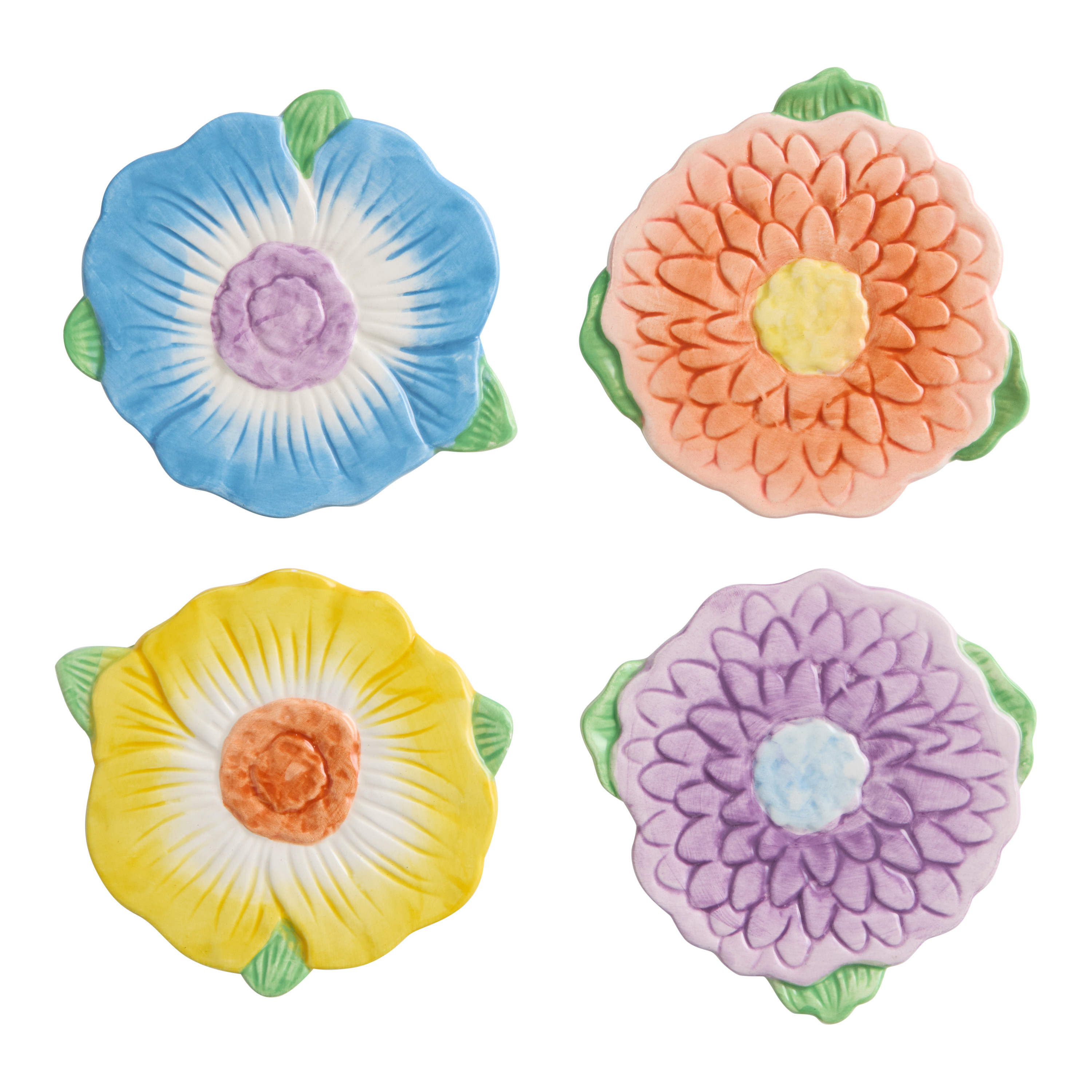 Ceramic Flower Hand Painted Coasters 4 Pack | World Market