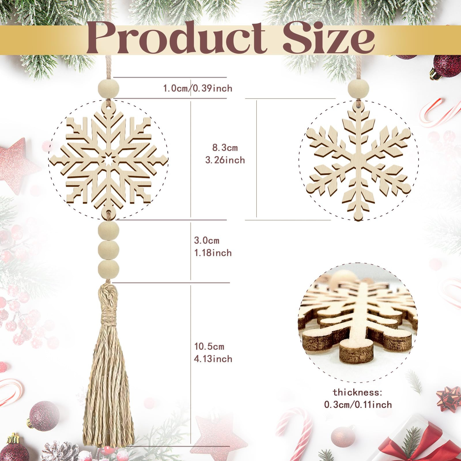 OurWarm 24Pcs Wooden Christmas Ornaments, 2 Styles Snowflakes Christmas Tree Ornaments, Set for C... | Amazon (US)