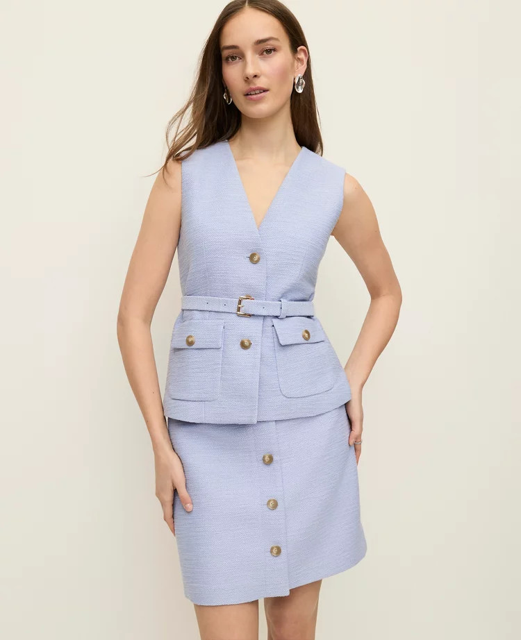Belted Tweed Vest | Ann Taylor