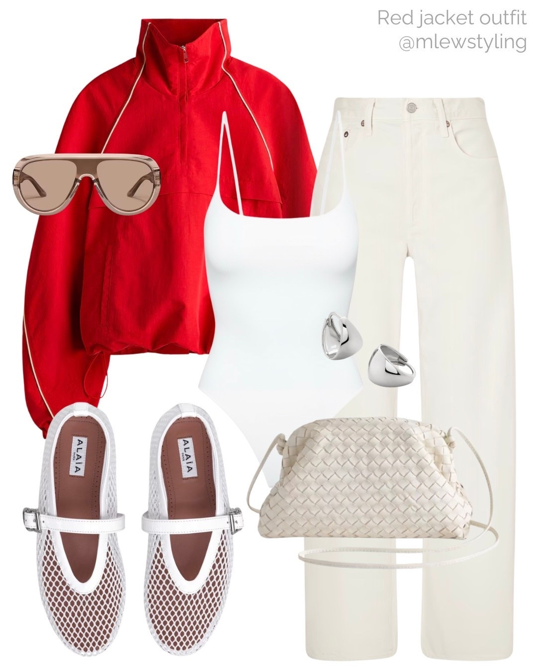 Spring weekend outfit with a red jacket ♥️

Tags: windbreaker, red funnel neck jacket, agolde white jeans, aritzia tank bodysuit, Alaia mesh ballet flats, quince woven handbag, quay aviator sunglasses, spring trends

#LTKgrwm #LTKootd #LTKSeasonal