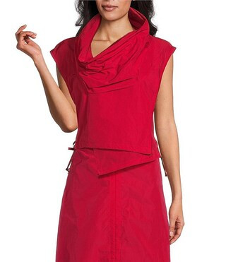 Pennie Memory Crunch Cowl Neck Cap Sleeve Asymmetrical Vest | Dillard's