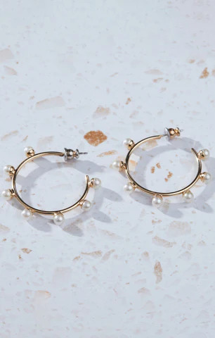 Faithy Jewels Faith Pearl Hoop Earrings~ 24K Gold Plated | Show Me Your Mumu