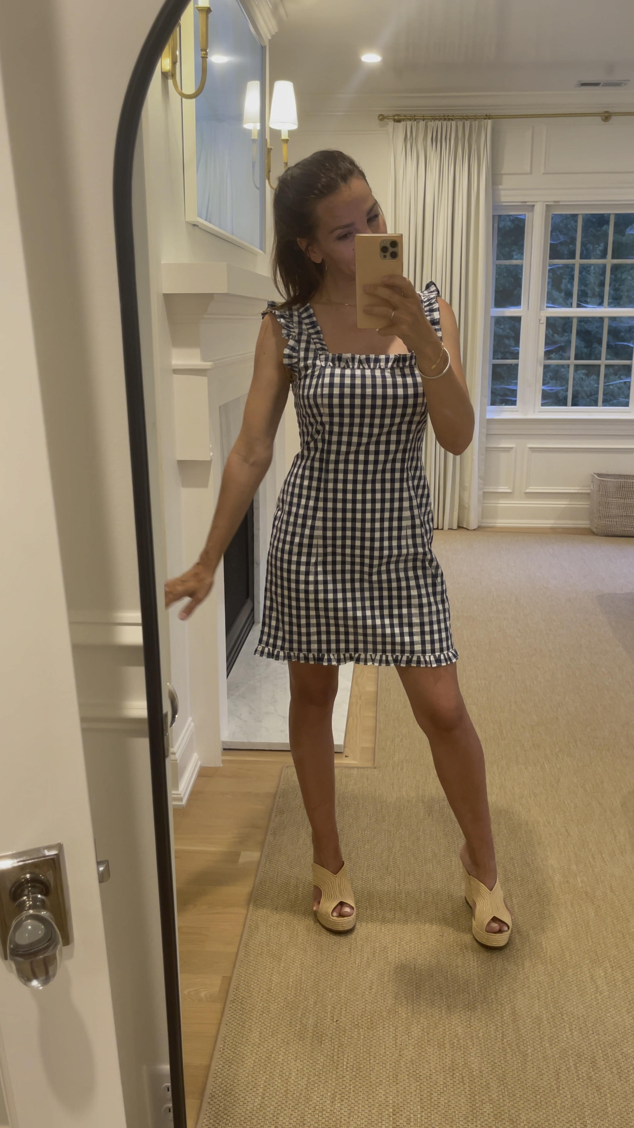 Gingham stretch 2024 mini dress