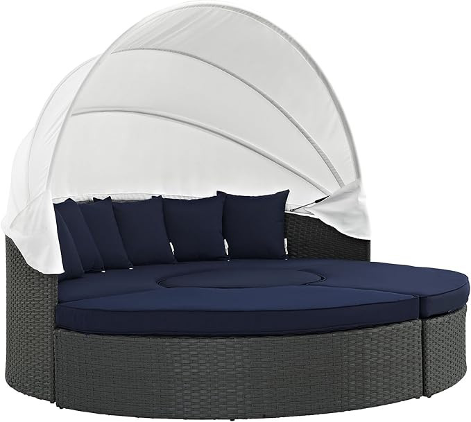Modway Sojourn Outdoor Patio Sunbrella Sectional Daybed with Canopy in Canvas Navy | Amazon (US)