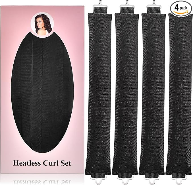 4pcs Heatless Blowout Hair Curlers for Long Hair,Jumbo Flexi Rods Soft Overnight Hair Rollers | Amazon (UK)