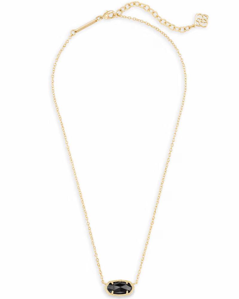 Elisa Gold Pendant Necklace in Black Opaque Glass | Kendra Scott