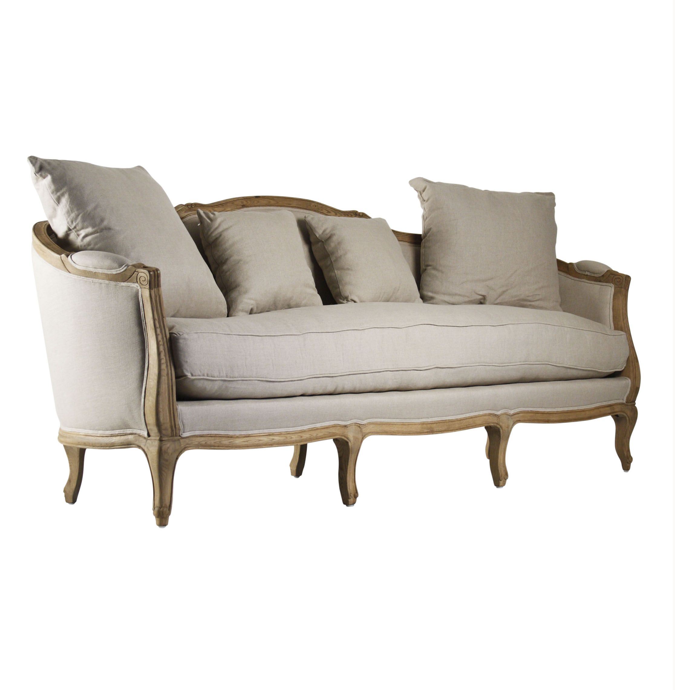 Rue du Bac French Country Linen Feather Down Sofa | Kathy Kuo Home