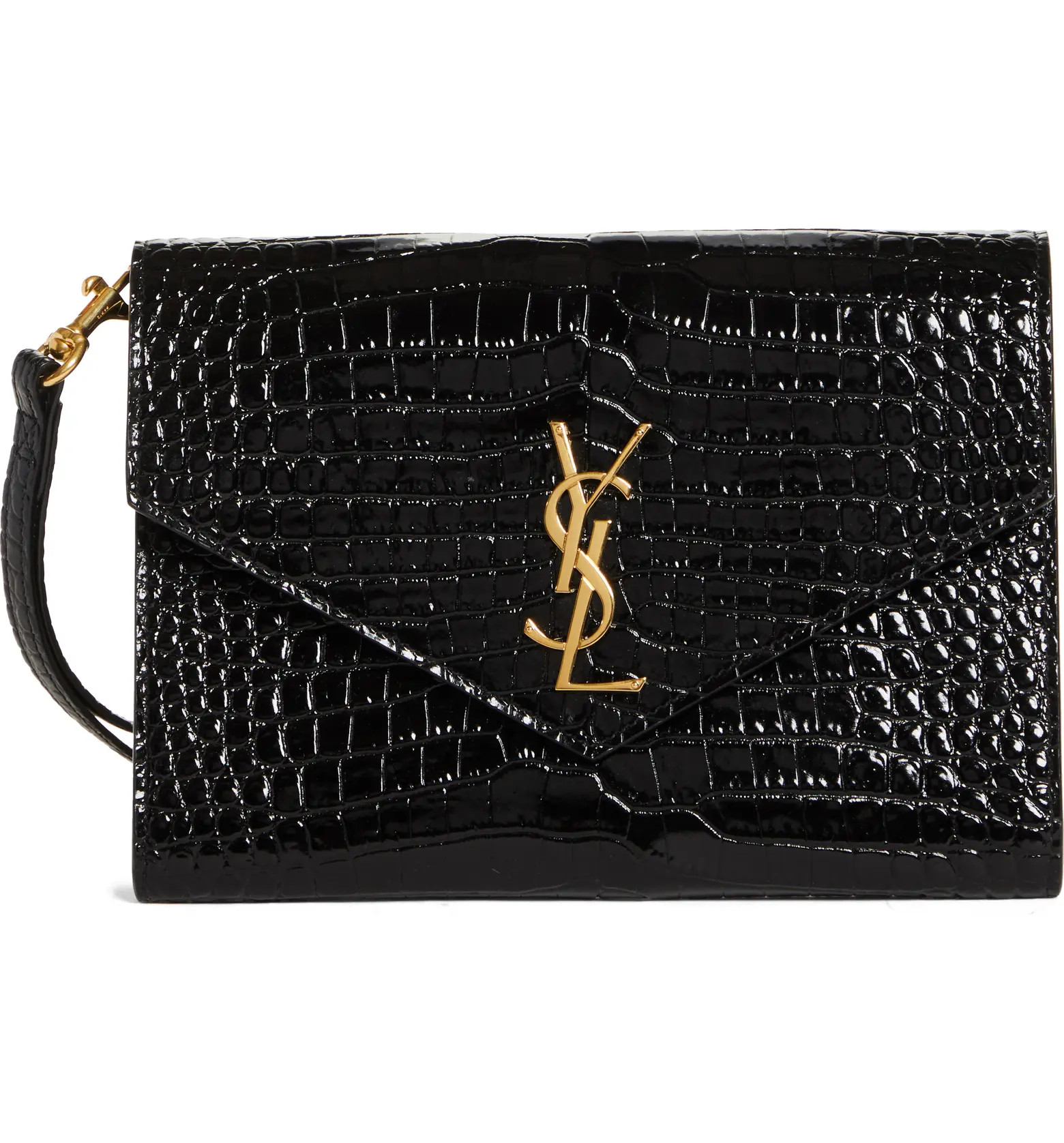 Cassandra Croc Embossed Leather Clutch | Nordstrom