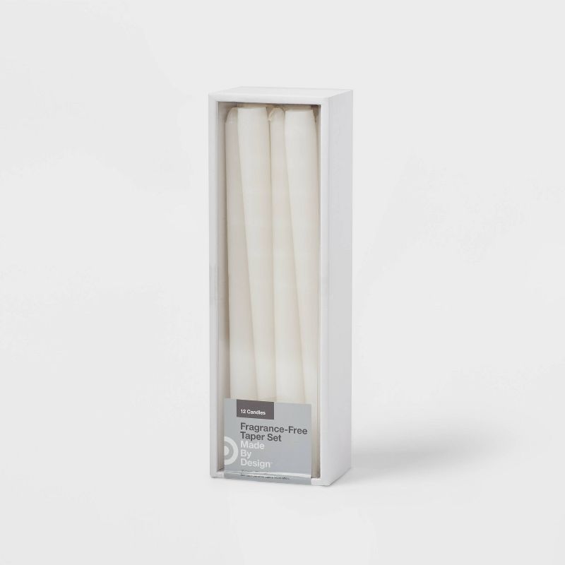 10" 12pk Unscented Taper Candles White - Made By Design&#8482; | Target