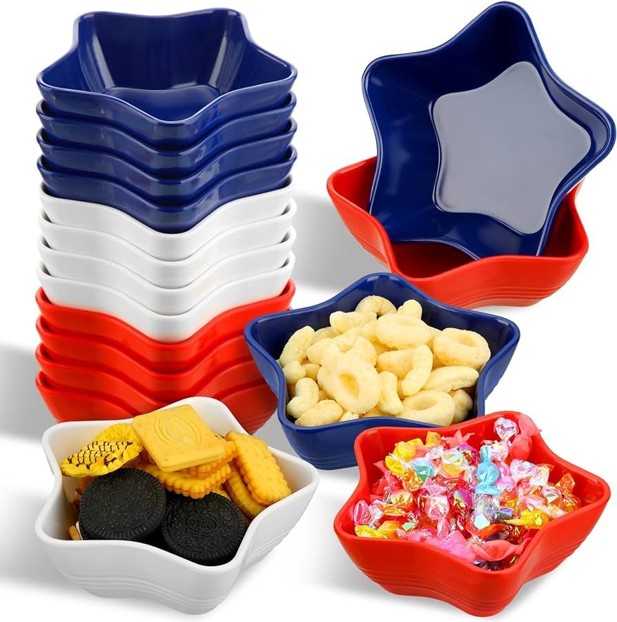 12 Pcs Patriotic Star Shaped Bowl 4th of July Dessert Plate Independence Day Candy Bowl for Tiere... | Amazon (US)