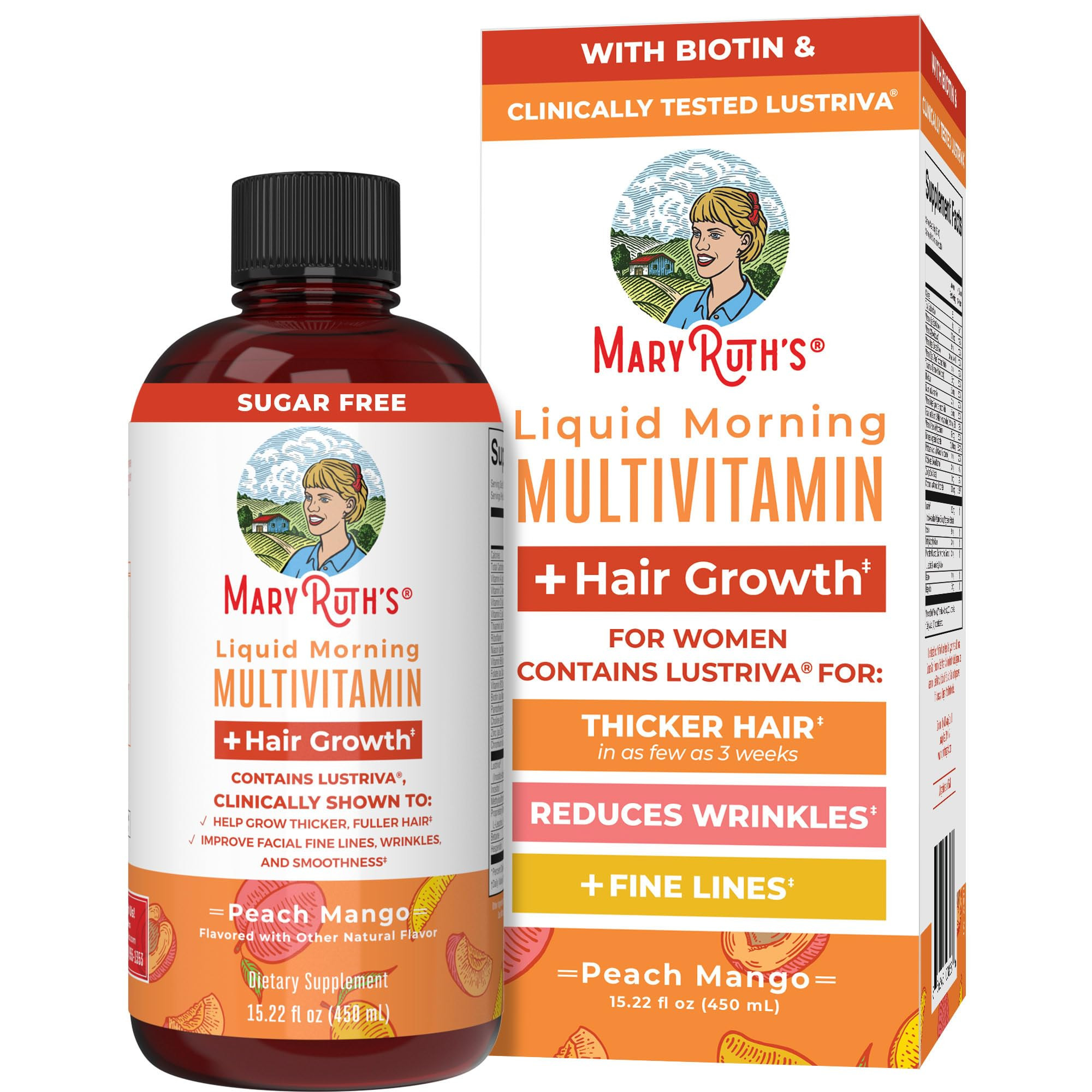 MaryRuth Organics Liquid Multivitamin Lustriva® Hair Growth for Women| Biotin 10000mcg | Vitamin... | Amazon (US)