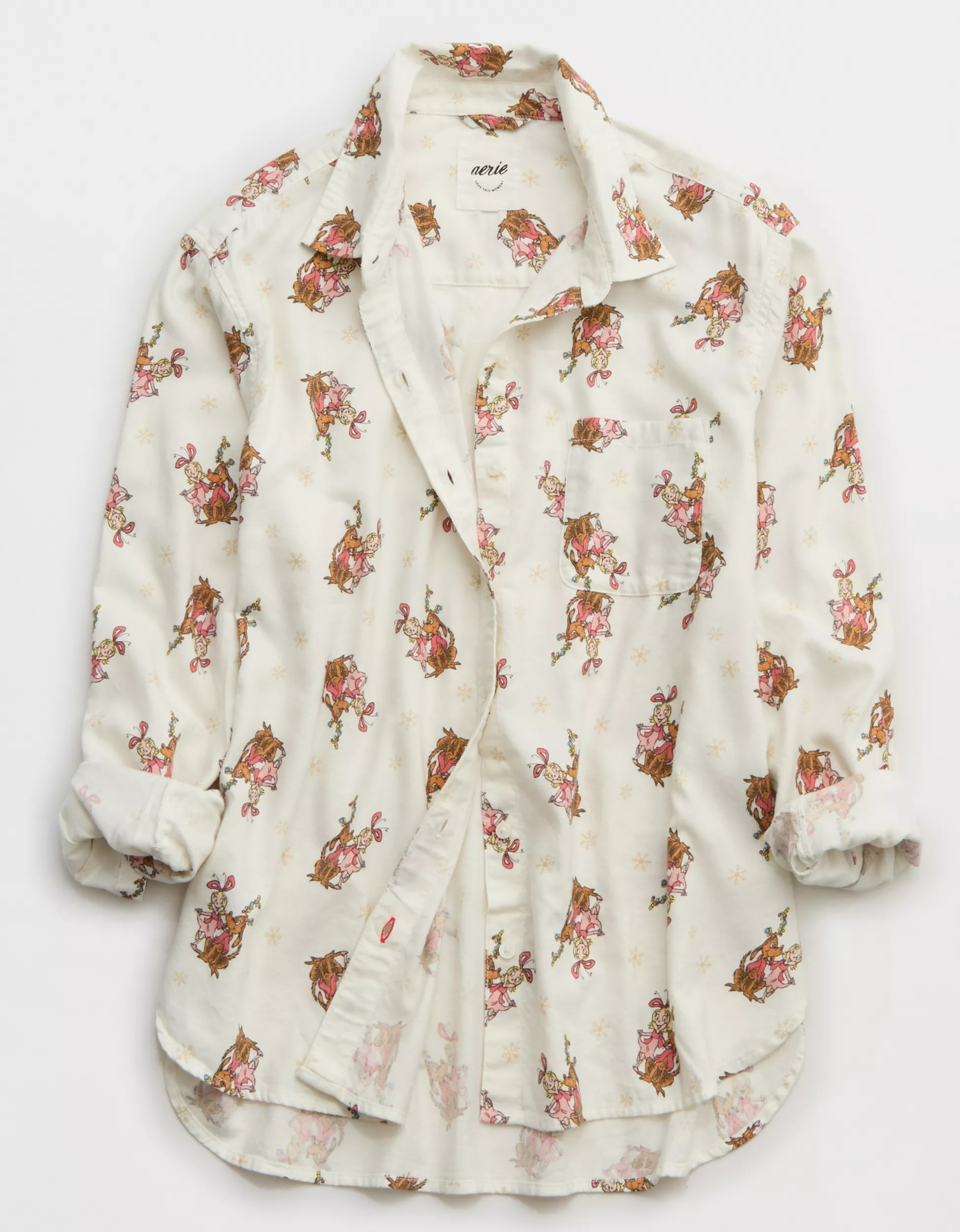 Aerie Cindy Lou Off-Duty Flannel Pajama Shirt | Aerie
