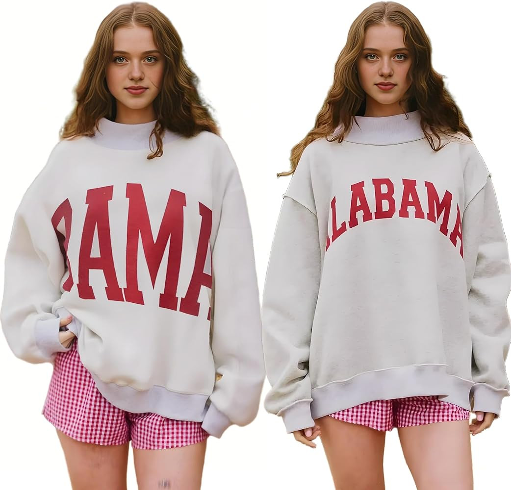 Personalized Reversible Mock Neck Sweatshirts Womens Oversized Pullover Custom College Team Mockn... | Amazon (US)