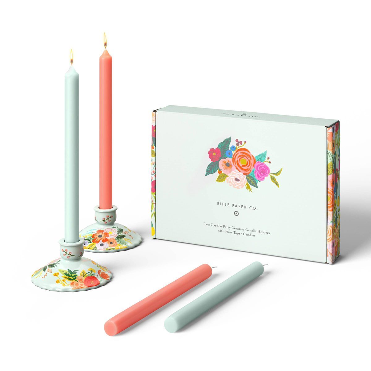 Rifle Paper Co. x Target Taper Set of 4 Candles with Set of 2 Candlestick Holders | Target