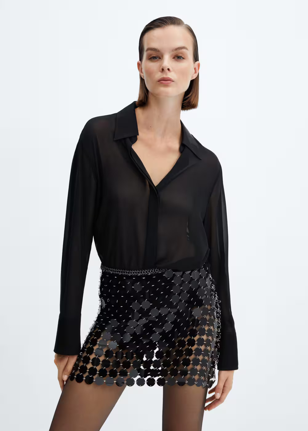 Metallic disc skirt -  Women | Mango United Kingdom | MANGO (UK)