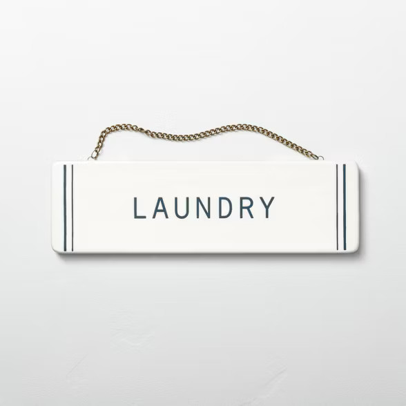 'Laundry' Stoneware Wall Sign Blue/Cream - Hearth & Hand™ with Magnolia | Target