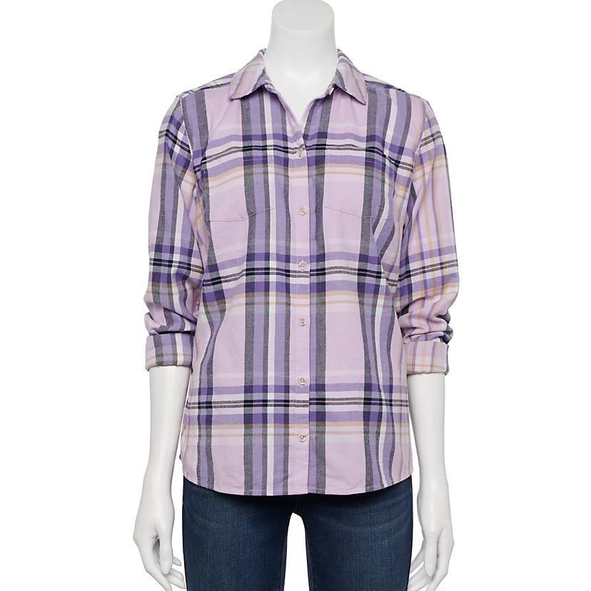 Women's Croft & Barrow® Plaid Flannel Shirt | Kohl's
