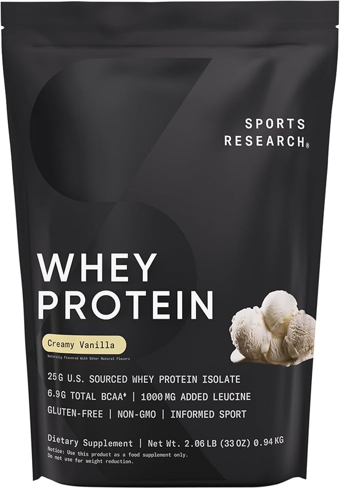 Sports Research Whey Protein Isolate - Sports Nutrition Protein Powder 25g per serving - 2.1lb Ba... | Amazon (US)