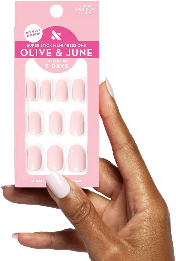 Olive & June Classic Super Stick Mani Press On Nails | Extra Short, Round | No Glue Needed | 32 T... | Amazon (US)