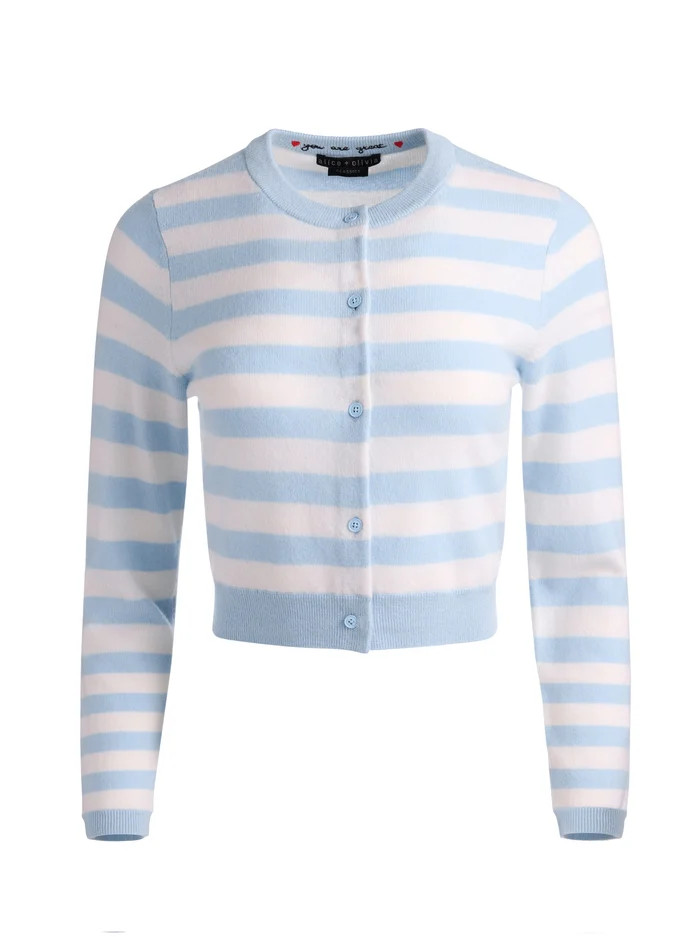 DOLLIE STRIPED CASHMERE CARDIGAN | Alice + Olivia