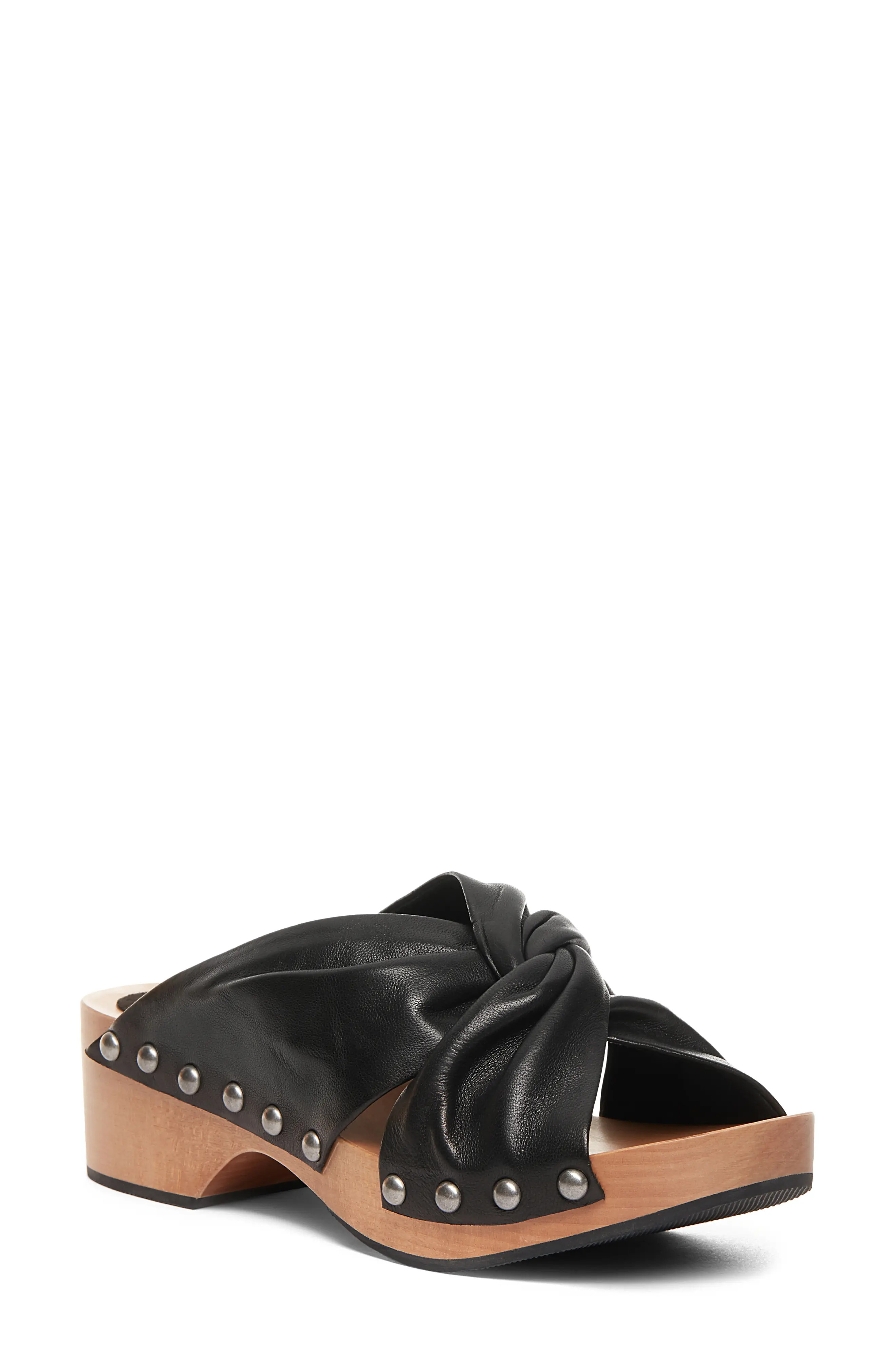 Kelsi Dagger Brooklyn Sprinter Slide Sandal, Size 10 in Black Leather at Nordstrom | Nordstrom