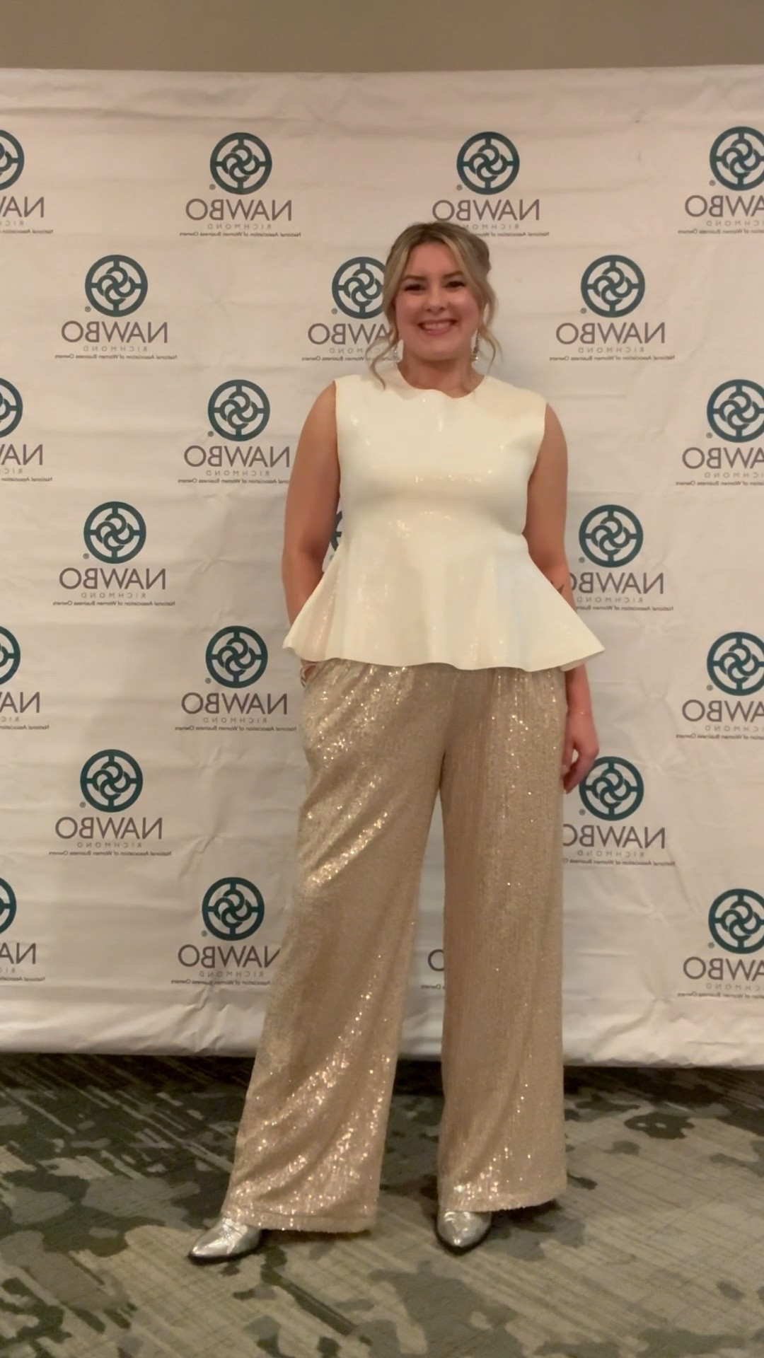 Fun gala outfit I got loooots of compliments on. Peplum sequin top is Zara, pants are old but I found similar, earrings are Lulus! 

#LTKFindsUnder50 #LTKWedding #LTKPetite