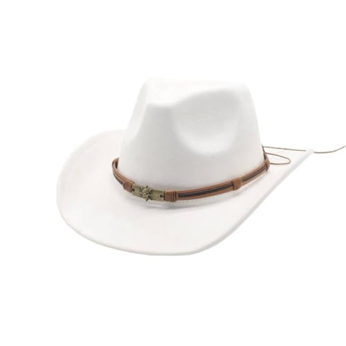 LIDHAY Cowboy Hat for Women and Men Western Suede Hat Cowboy & Cowgirl Hat Felt Wide Brim Women Men Fedora Hats 192 Light Beige | Amazon (US)