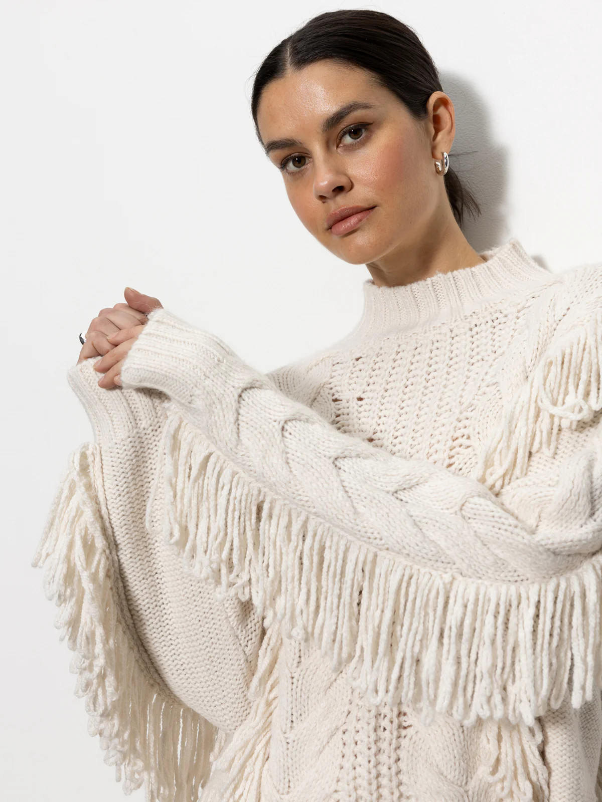 Crafted Fringe Sweater Chalk | Sanctuary Clothing