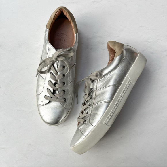 [joie] metallic lace up low sneakers silver 38 | Poshmark