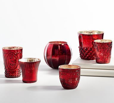 Eclectic Mercury Votive Holders, Set of 6 - Red | Pottery Barn (US)
