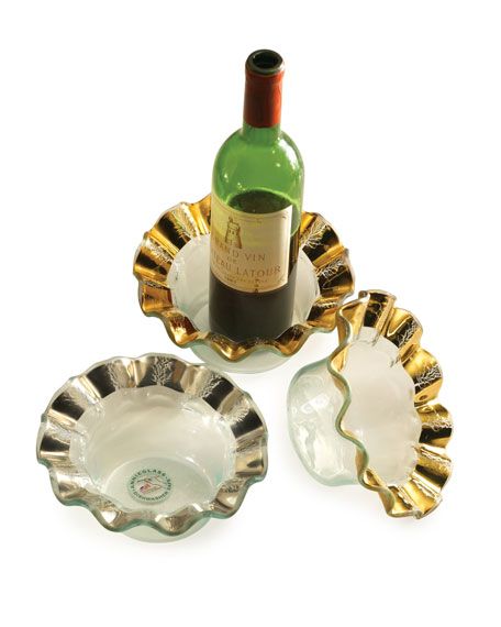 Annieglass Ruffle Gold Wine Coaster | Neiman Marcus