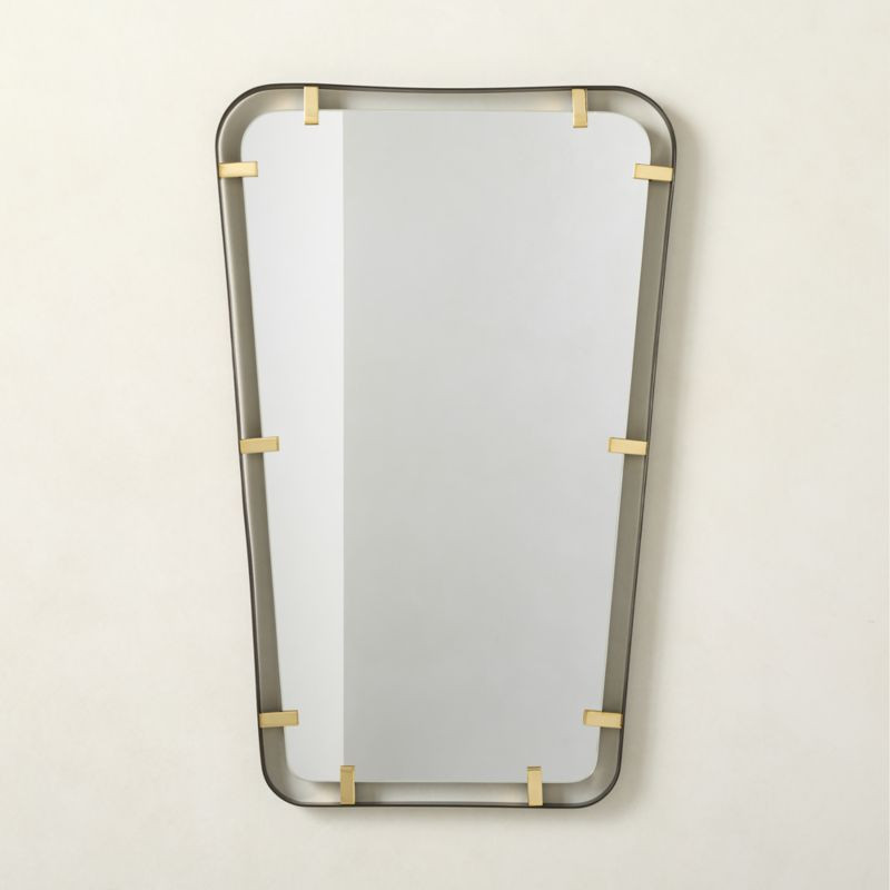 Meditor Blackened Stainless Steel and Polished Brass Rectangular Wall Mirror 24"x36" | CB2 | CB2