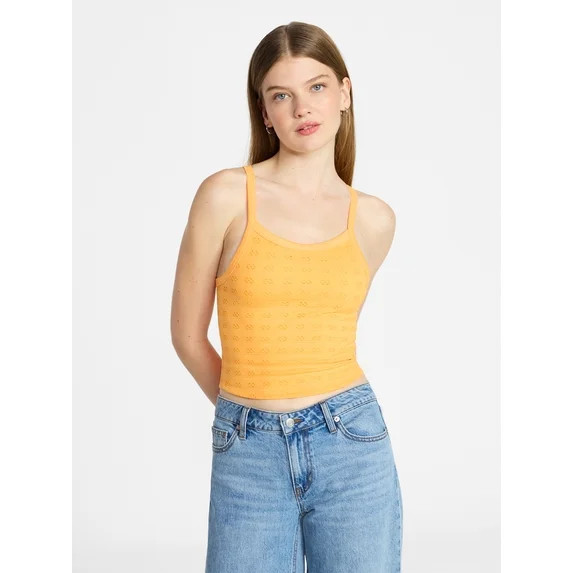 No Boundaries Cropped Textured Stitch Tank Top, Women's XXS-XXL | Walmart (US)